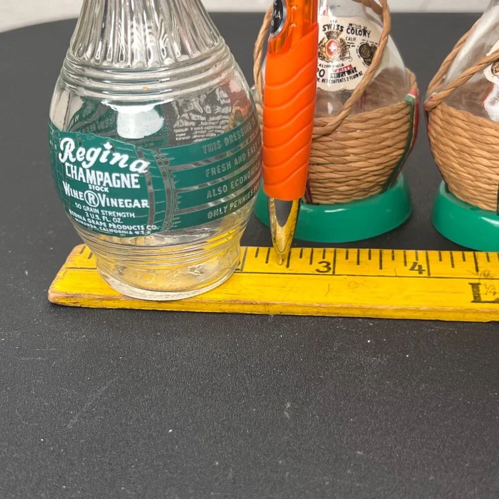 2 Italian Swiss Colony1952 Decorative Bottles & Regina Wine Vinegar Salt Shaker